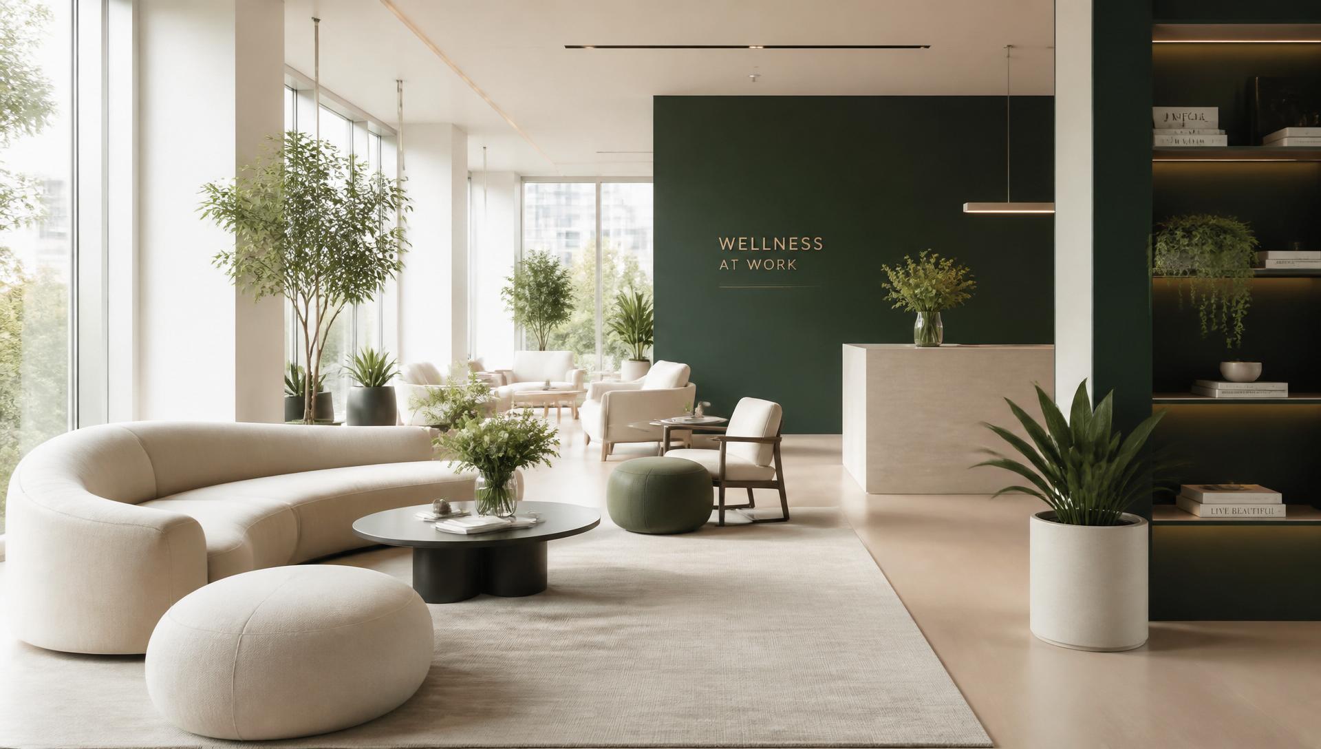 Modern corporate wellness lounge