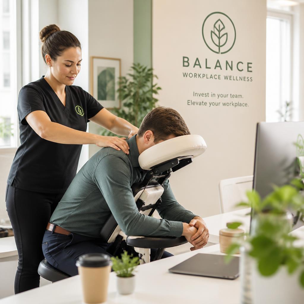 Chair massage in a modern workplace